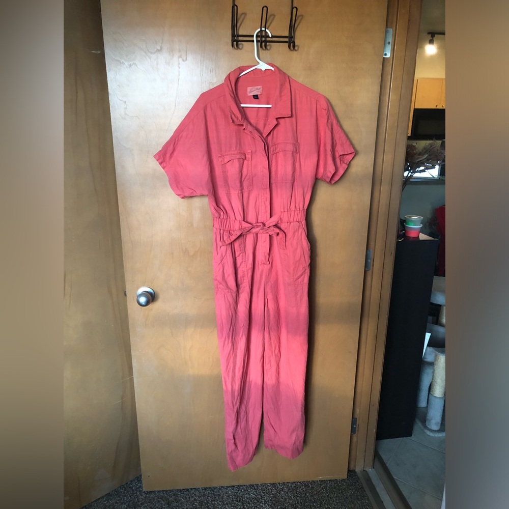 Women's Coral Utility Jumpsuit with Tie Waist